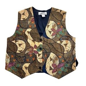 Vintage 80s Effeci  Embroidery Beads Floral Vest Women Size Small